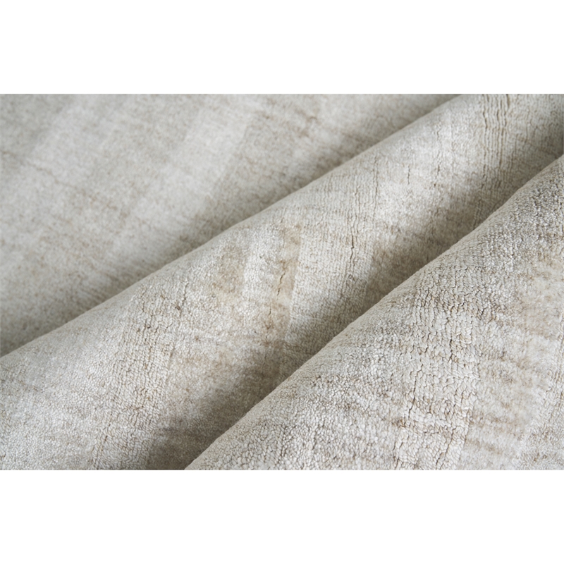 Robin Stripe Handloomed Bamboo Silk/Wool Light Khaki 15'x20' Area Rug