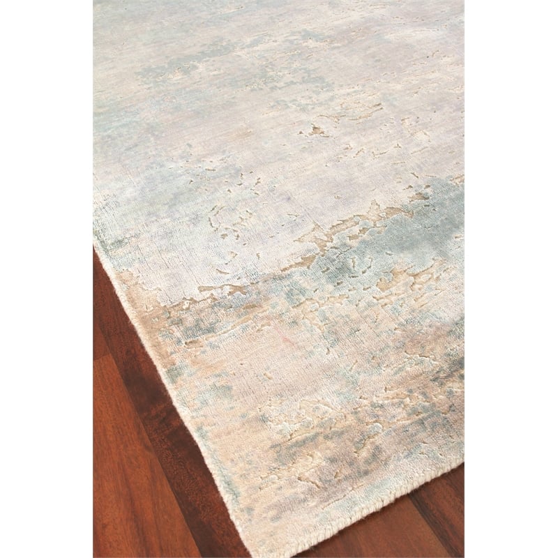 Reflections Handloomed Bamboo Silk Light Beige/Blue 8'x10' Area Rug