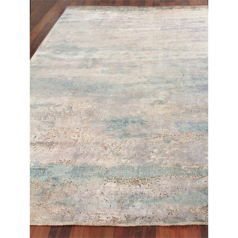 Reflections Handloomed Bamboo Silk Light Beige/Blue 8'x10' Area Rug