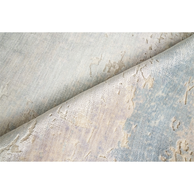 Reflections Handloomed Bamboo Silk Light Beige/Blue 8'x10' Area Rug