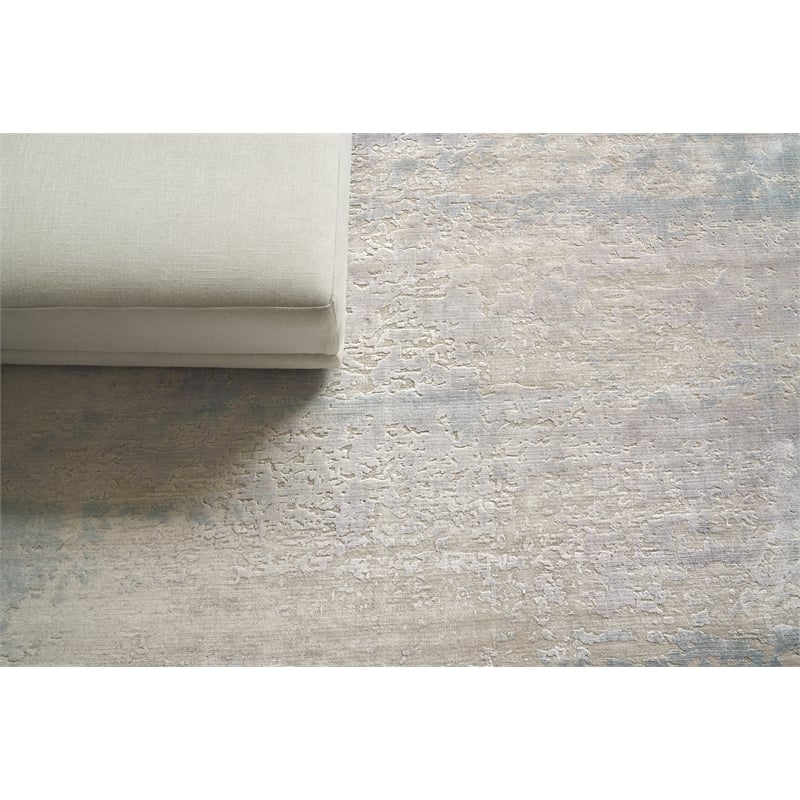 Reflections Handloomed Bamboo Silk Light Beige/Blue 8'x10' Area Rug