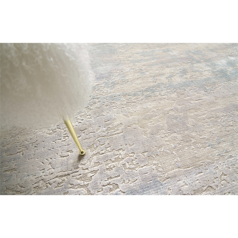 Reflections Handloomed Bamboo Silk Light Beige/Blue 8'x10' Area Rug