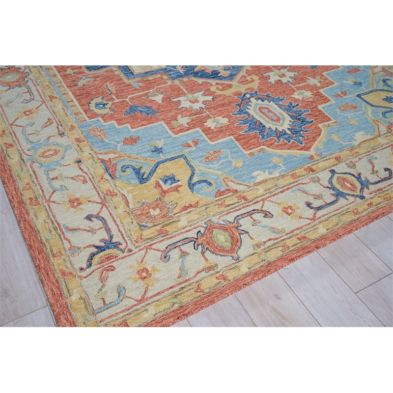 Richmond Serapi Hand-Tufted New Zealand Wool Beige/Red 5'x8' Area Rug