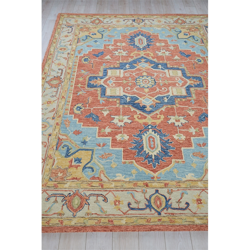 Richmond Serapi Hand-Tufted New Zealand Wool Beige/Red 5'x8' Area Rug