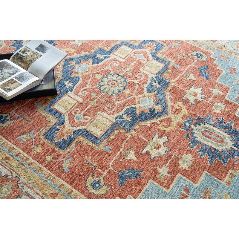 Richmond Serapi Hand-Tufted New Zealand Wool Beige/Red 5'x8' Area Rug
