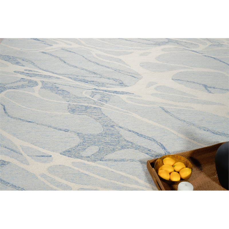 Rio Hand-Tufted New Zealand Wool Blue/Ivory 6'x9' Area Rug
