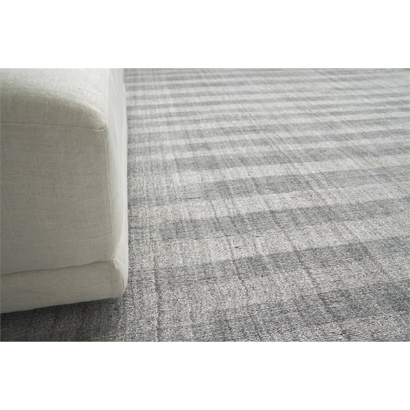Robin Stripe Handloomed Bamboo Silk/Wool Gray 6'x9' Area Rug