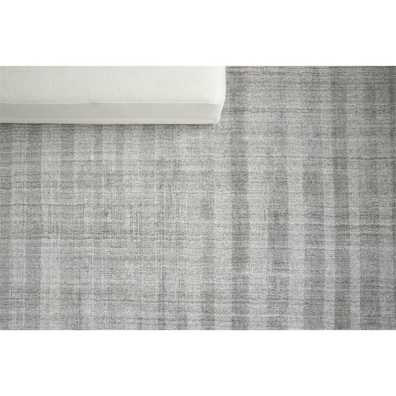 Robin Stripe Handloomed Bamboo Silk/Wool Gray 6'x9' Area Rug