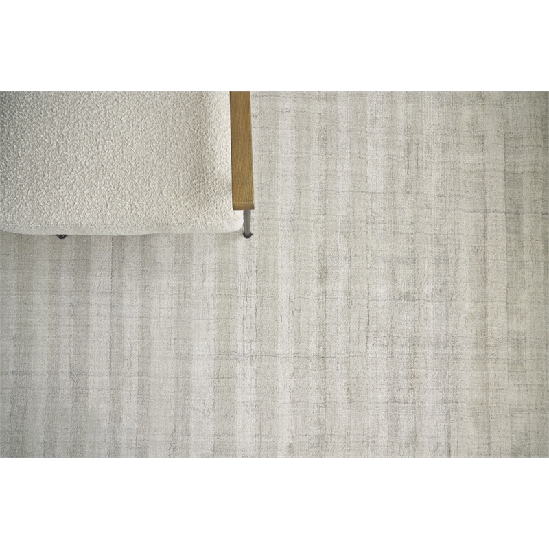 Robin Stripe Handloomed Bamboo Silk/Wool Taupe 12'x15' Area Rug