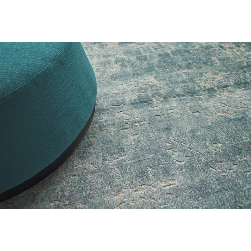 Reflections Handloomed Bamboo Silk Teal 9'x12' Area Rug