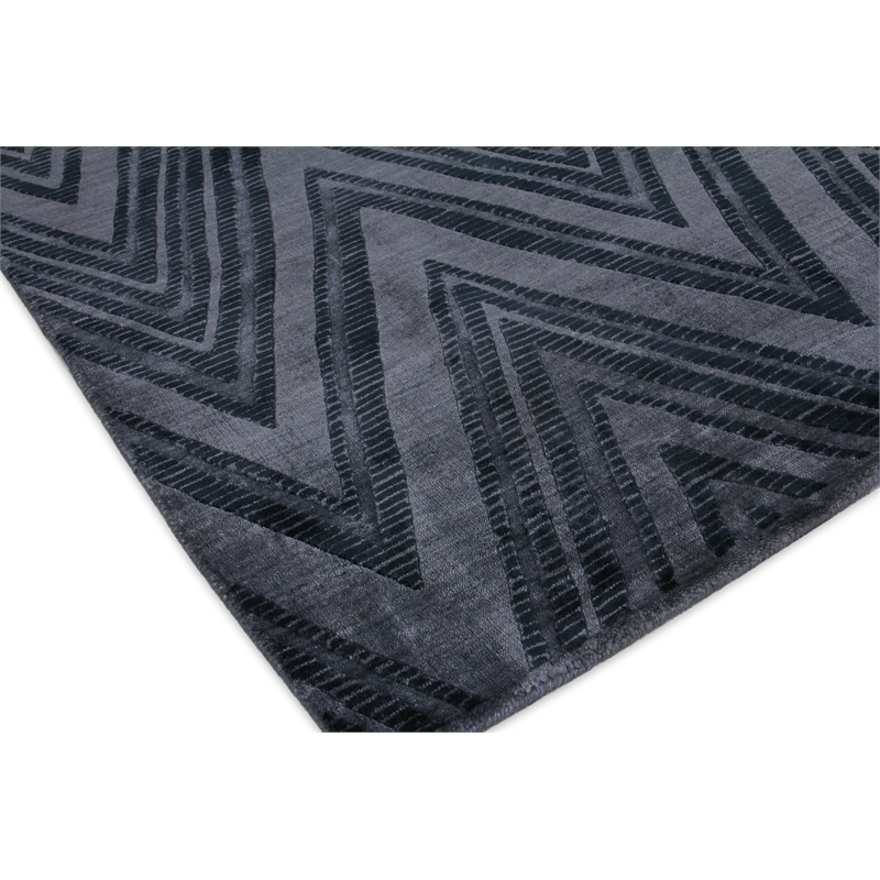 Reflections Handloomed Bamboo Silk Blue/Denim 8'x10' Area Rug