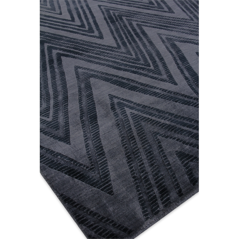 Reflections Handloomed Bamboo Silk Blue/Denim 8'x10' Area Rug