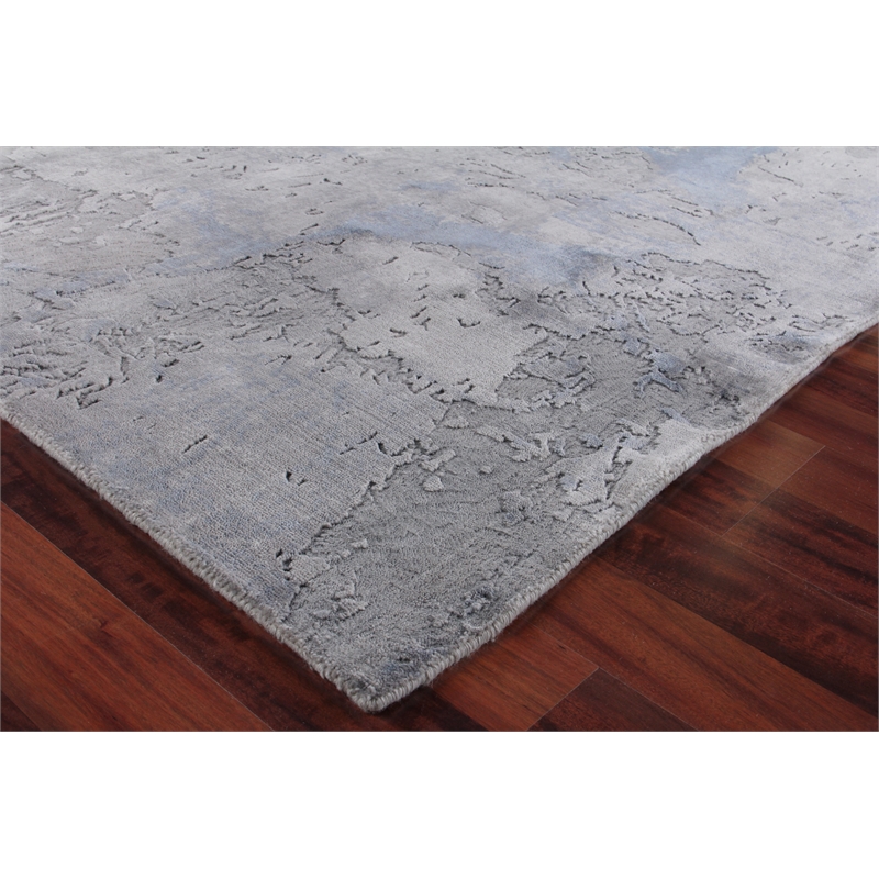 Reflections Handloomed Bamboo Silk Gray/Blue 10'x14' Area Rug
