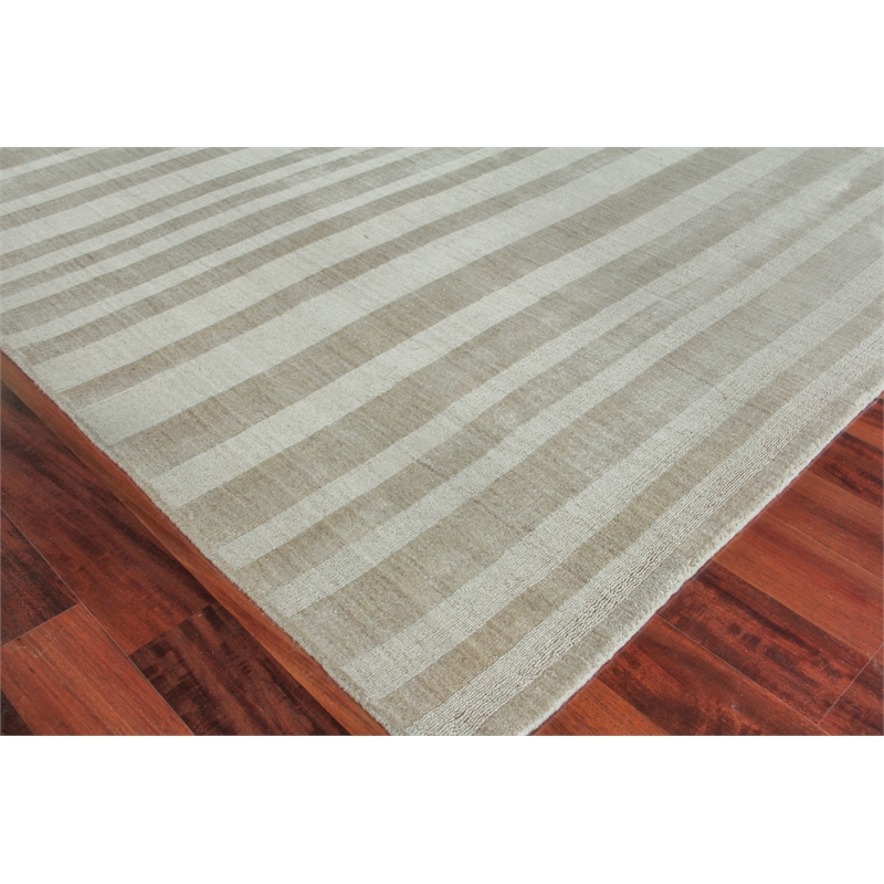 Robin Stripe Handloomed Bamboo Silk/Wool Mineral 12'x15' Area Rug