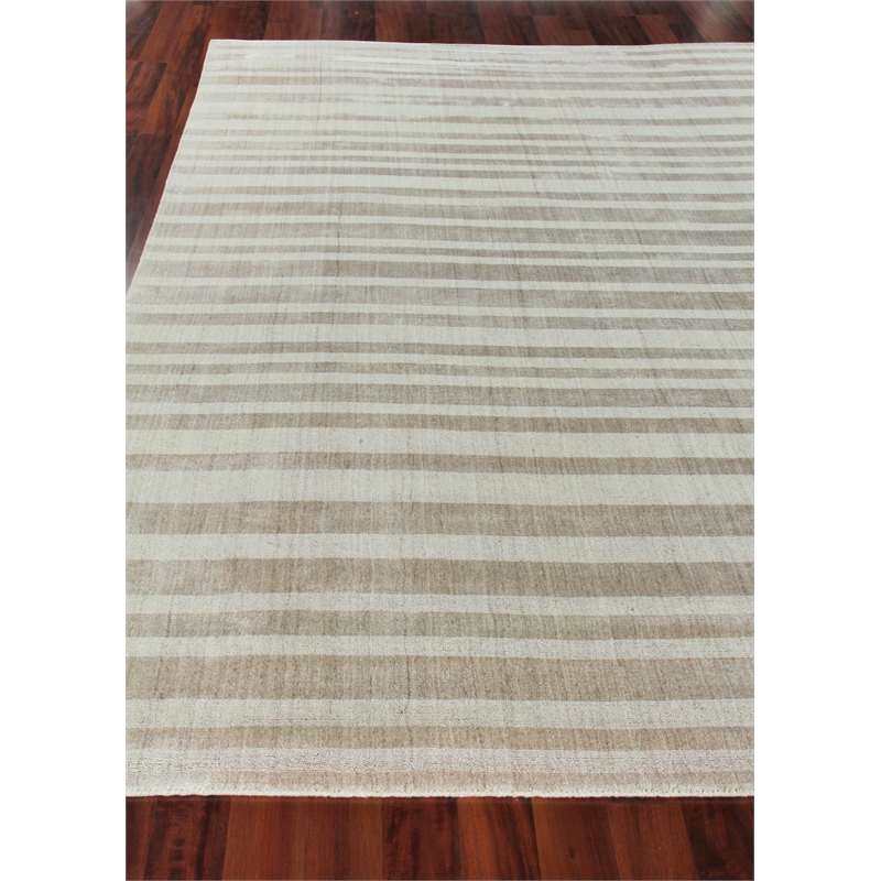 Robin Stripe Handloomed Bamboo Silk/Wool Mineral 12'x15' Area Rug