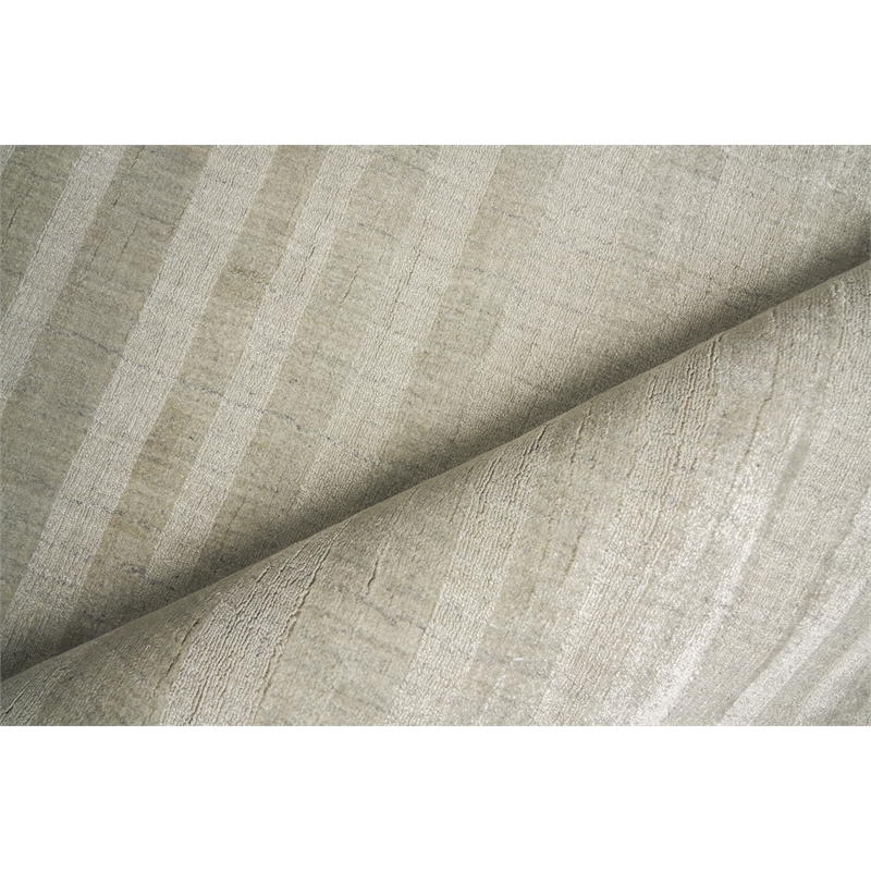 Robin Stripe Handloomed Bamboo Silk/Wool Mineral 12'x15' Area Rug