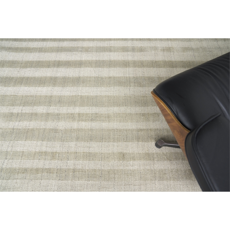 Robin Stripe Handloomed Bamboo Silk/Wool Mineral 12'x15' Area Rug