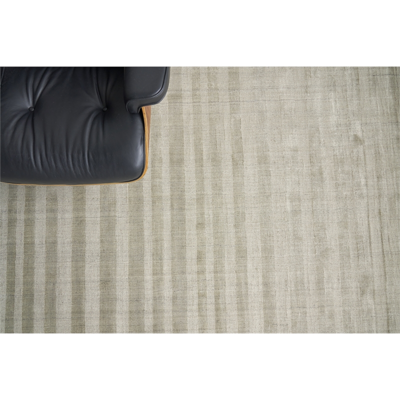 Robin Stripe Handloomed Bamboo Silk/Wool Mineral 12'x15' Area Rug