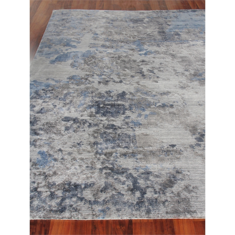 Reflections Handloomed Bamboo Silk Silver/Blue 9'x12' Area Rug