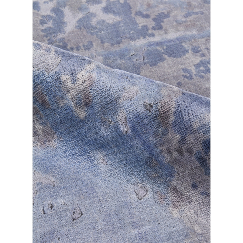 Reflections Handloomed Bamboo Silk Silver/Blue 9'x12' Area Rug