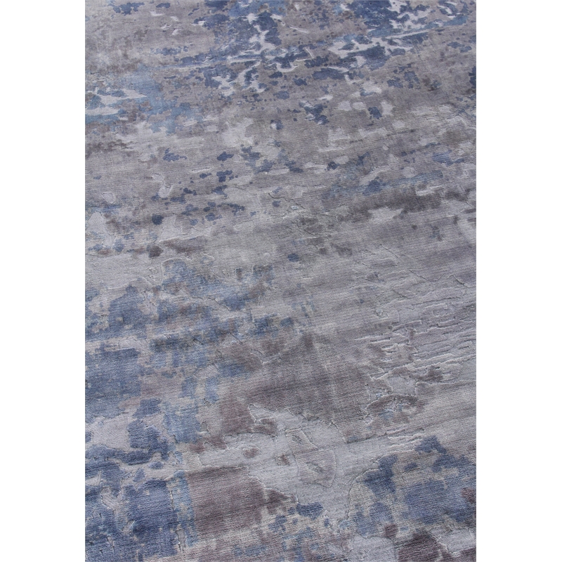 Reflections Handloomed Bamboo Silk Silver/Blue 9'x12' Area Rug