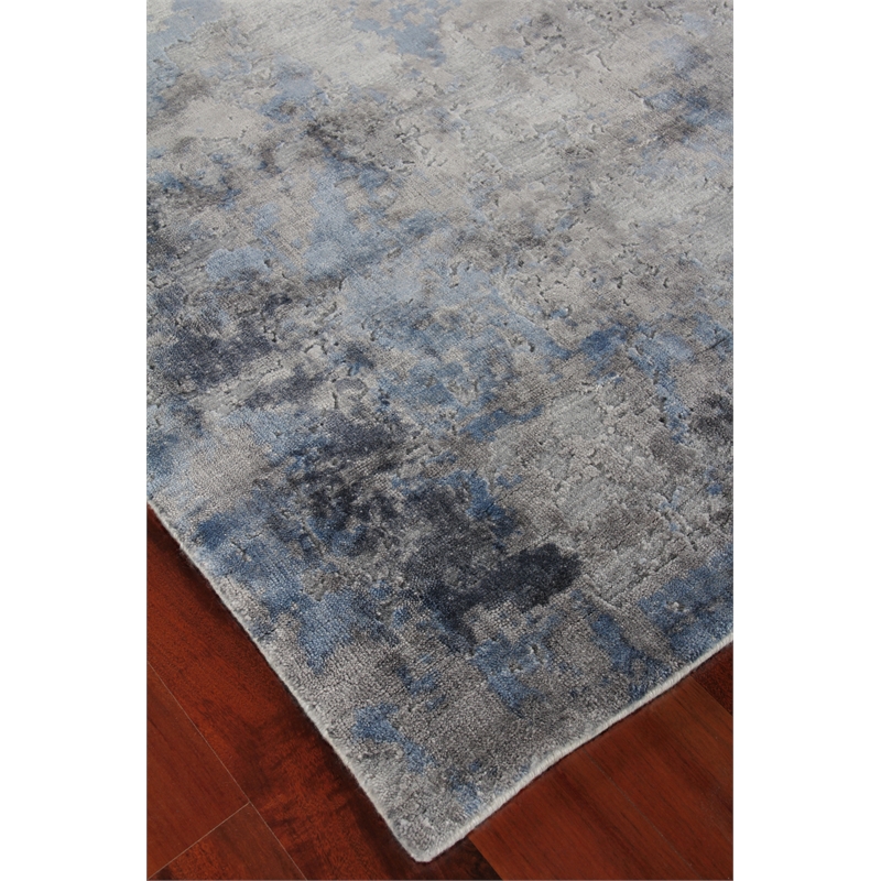 Reflections Handloomed Bamboo Silk Silver/Blue 9'x12' Area Rug