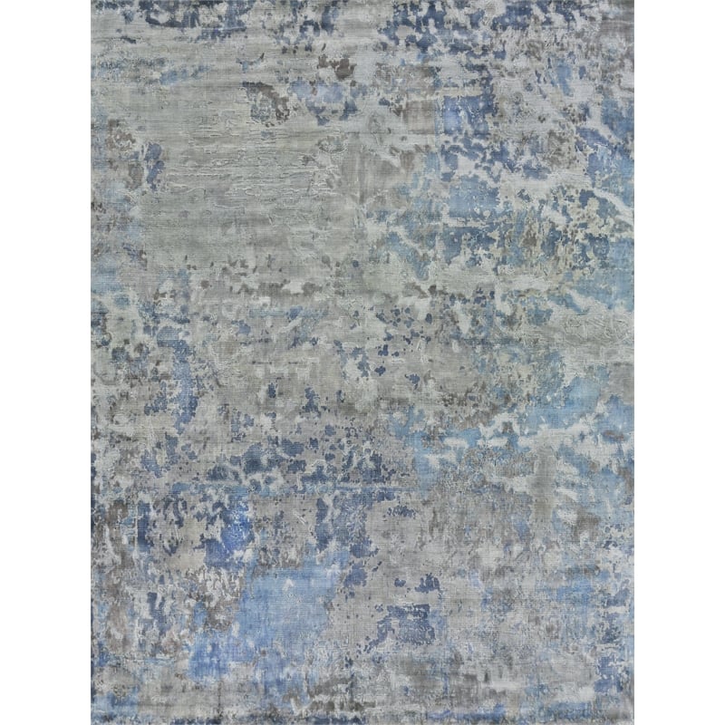 Reflections Handloomed Bamboo Silk Silver/Blue 9'x12' Area Rug