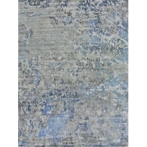 Reflections Handloomed Bamboo Silk Silver/Blue 9'x12' Area Rug