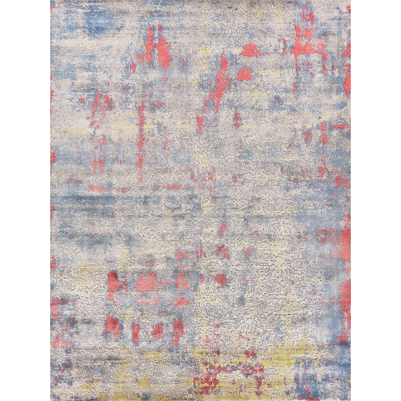 Reflections Handloomed Bamboo Silk Ivory/Blue/Red 10'x14' Area Rug