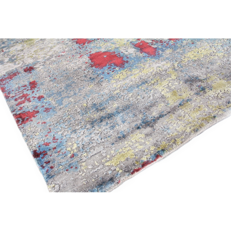 Reflections Handloomed Bamboo Silk Ivory/Blue/Red 9'x12' Area Rug
