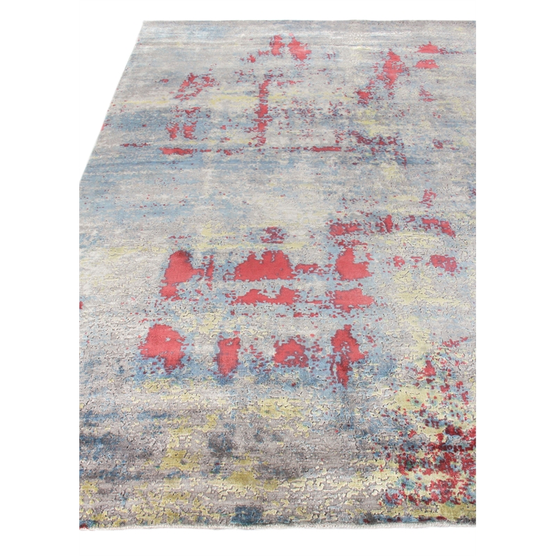 Reflections Handloomed Bamboo Silk Ivory/Blue/Red 9'x12' Area Rug