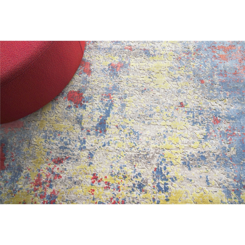 Reflections Handloomed Bamboo Silk Ivory/Blue/Red 9'x12' Area Rug