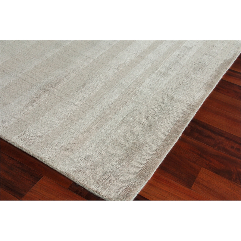 Robin Stripe Handloomed Bamboo Silk/Wool Taupe 6'x9' Area Rug