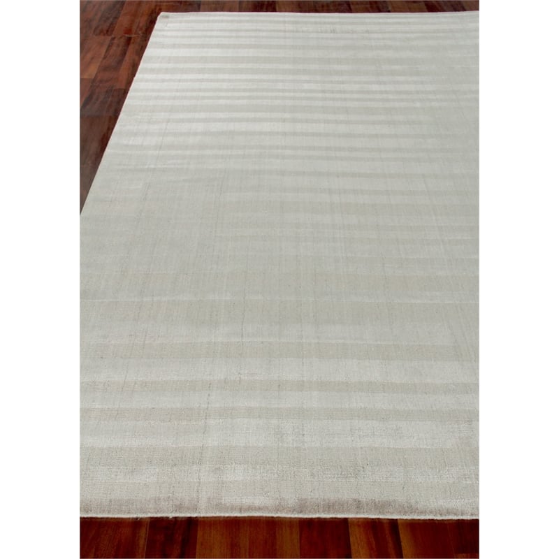 Robin Stripe Handloomed Bamboo Silk/Wool Taupe 6'x9' Area Rug