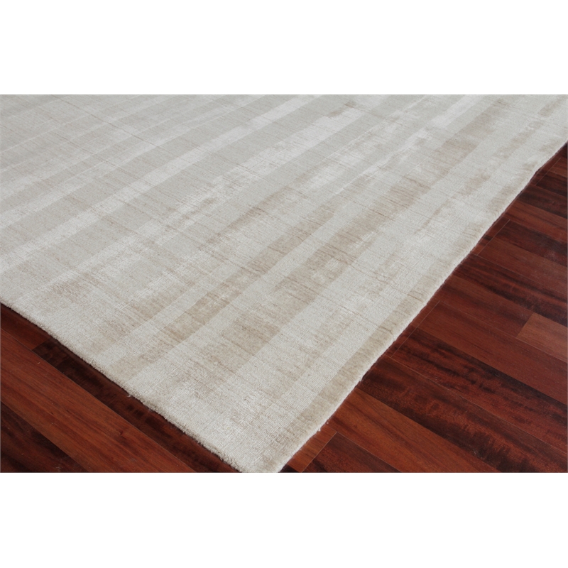 Robin Stripe Handloomed Bamboo Silk/Wool Light Khaki 14'x18' Area Rug