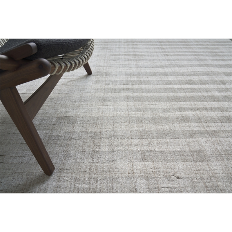 Robin Stripe Handloomed Bamboo Silk/Wool Light Khaki 14'x18' Area Rug