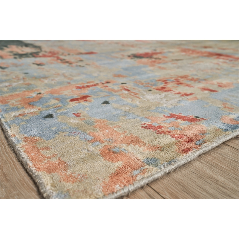 Reflections Handloomed Bamboo Silk Blue/Black 9'x12' Area Rug