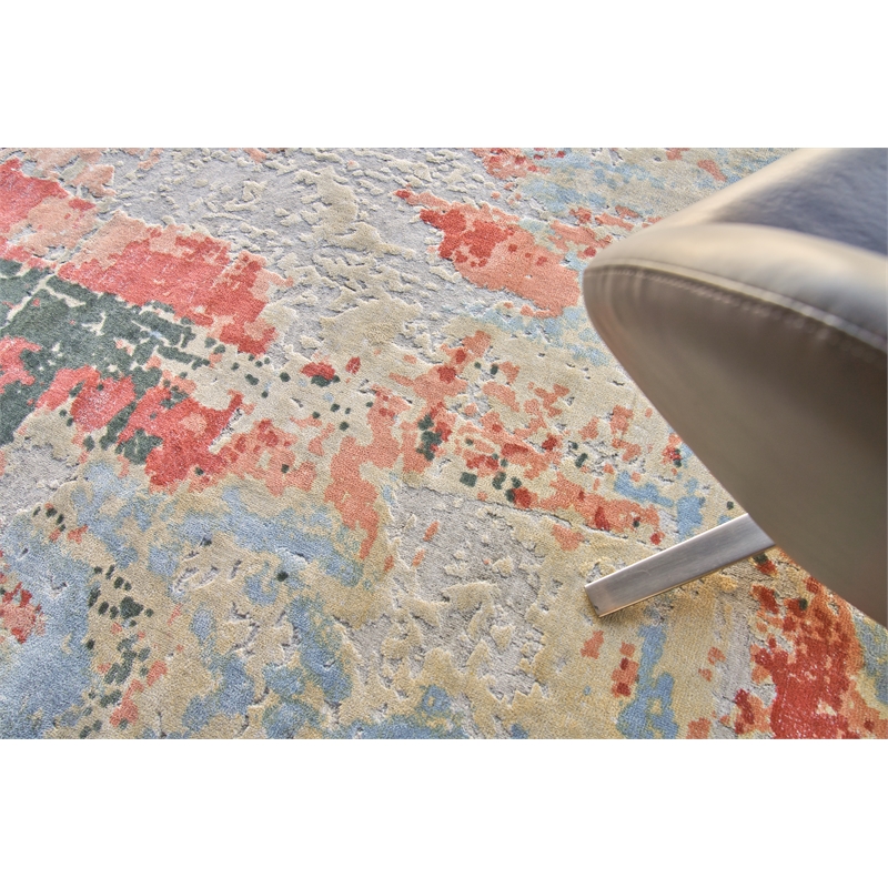 Reflections Handloomed Bamboo Silk Blue/Black 9'x12' Area Rug