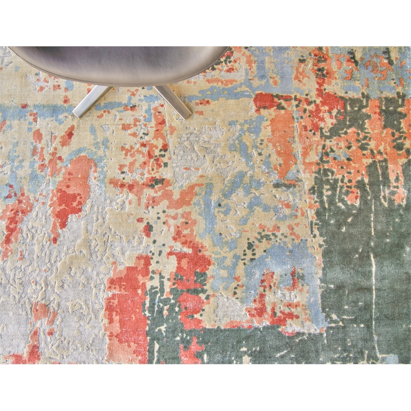 Reflections Handloomed Bamboo Silk Blue/Black 9'x12' Area Rug