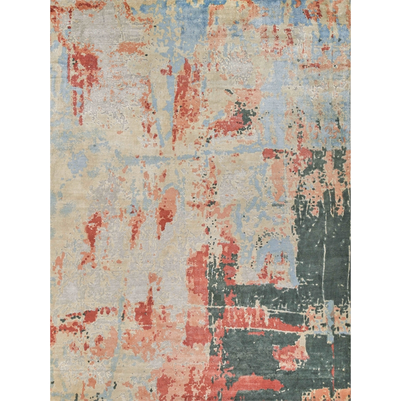 Reflections Handloomed Bamboo Silk Blue/Black 9'x12' Area Rug