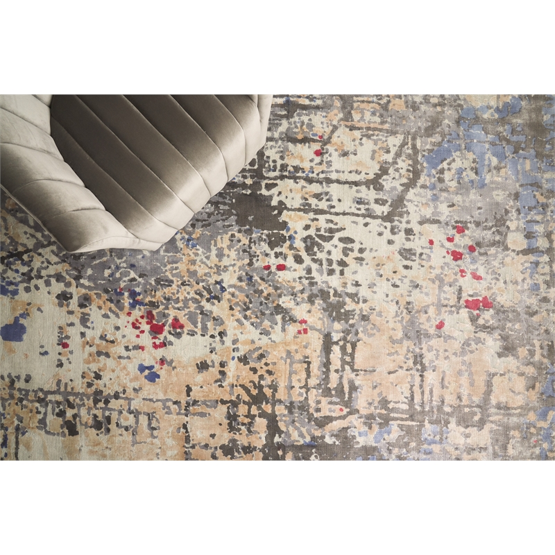 Reflections Handloomed Bamboo Silk Charcoal/Multi 9'x12' Area Rug