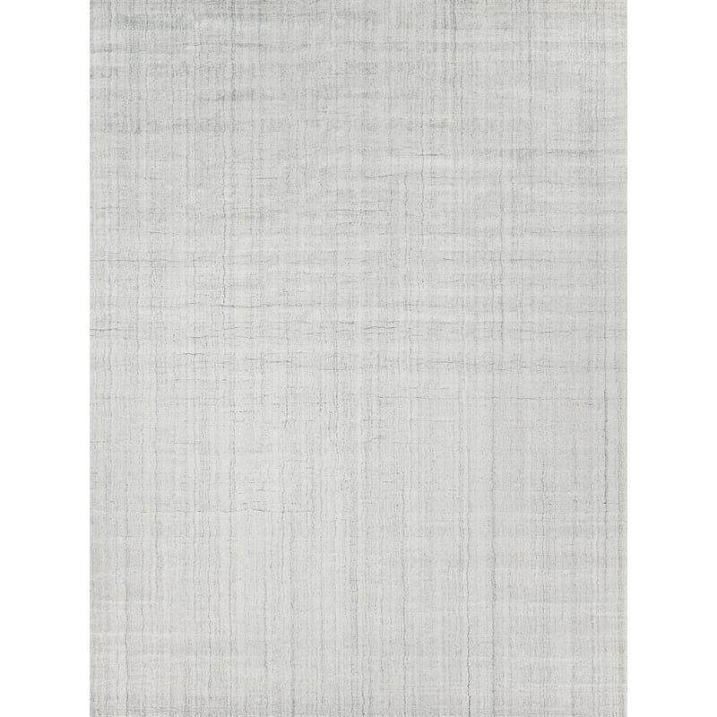 Robin Stripe Handloomed Bamboo Silk/Wool Ivory/Gray 6'x9' Area Rug