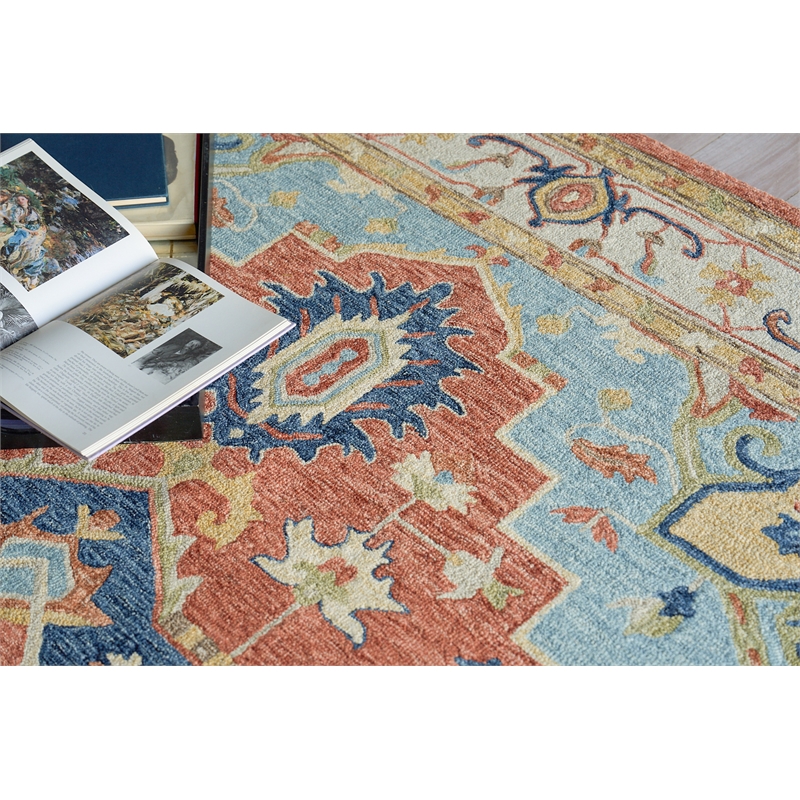 Richmond Serapi Hand-Tufted New Zealand Wool Beige/Red 6'x9' Area Rug