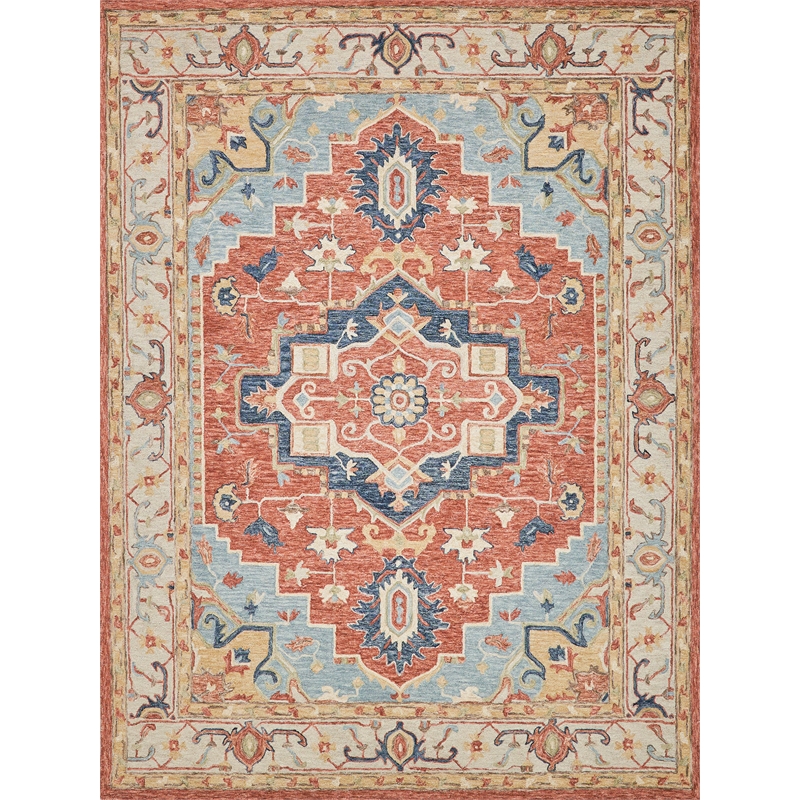 Richmond Serapi Hand-Tufted New Zealand Wool Beige/Red 8'x10' Area Rug