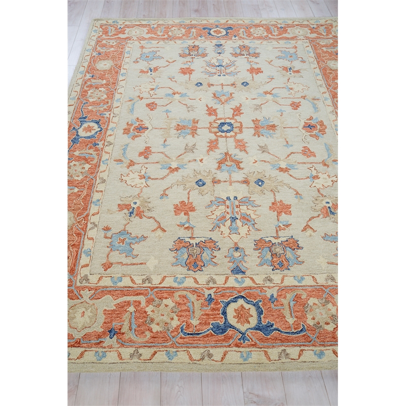 Richmond Serapi Hand-Tufted New Zealand Wool Beige/Rust 14'x18' Area Rug