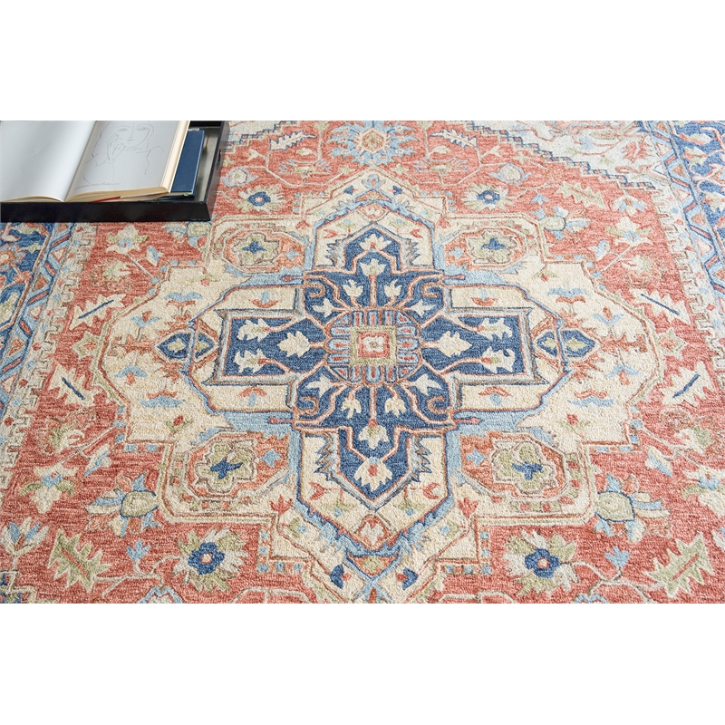 Richmond Serapi Hand-Tufted New Zealand Wool Red/Blue 8'x10' Area Rug