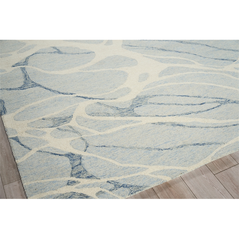 Rio Hand-Tufted New Zealand Wool Blue/Ivory 9'x12' Area Rug