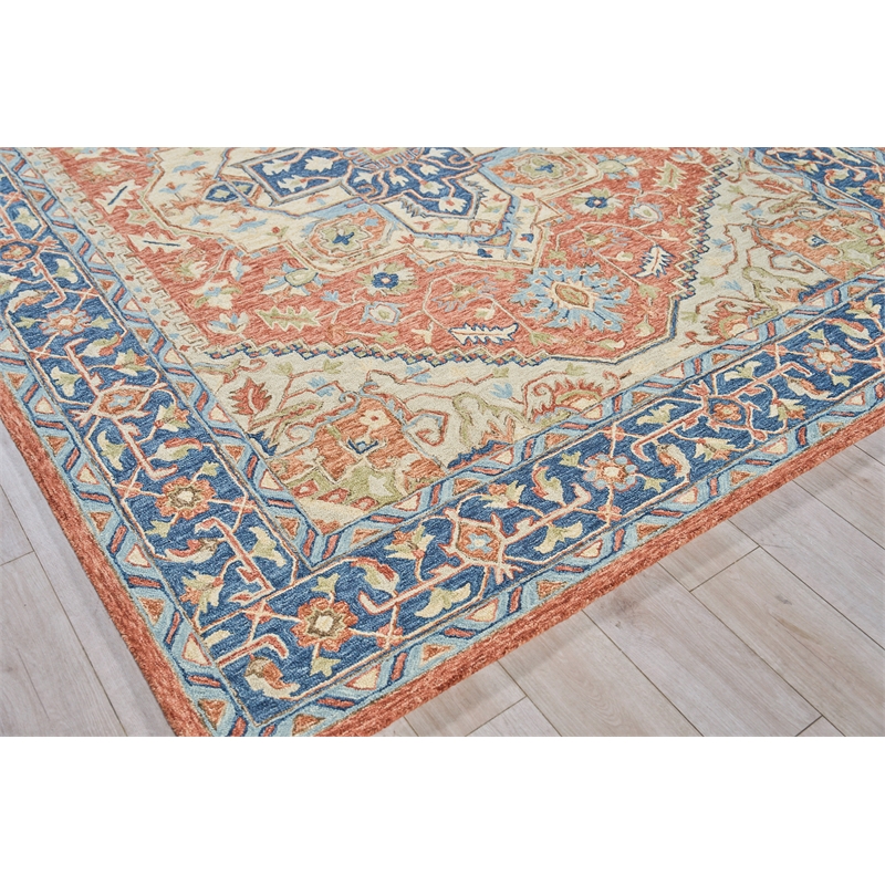 Richmond Serapi Hand-Tufted New Zealand Wool Red/Blue 9'x12' Area Rug