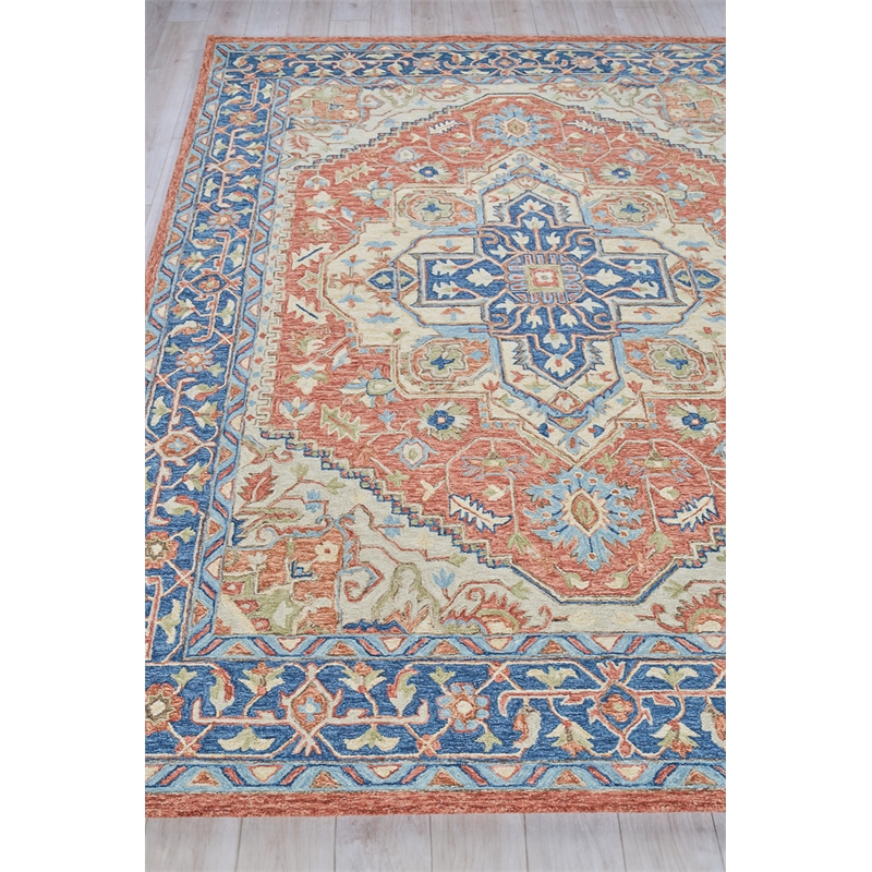 Richmond Serapi Hand-Tufted New Zealand Wool Red/Blue 9'x12' Area Rug