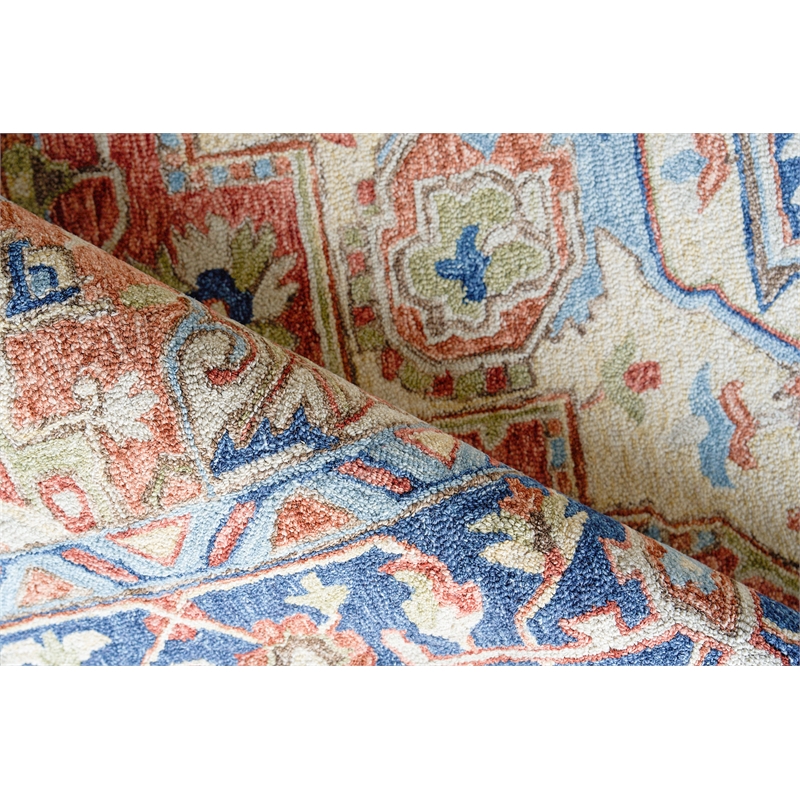 Richmond Serapi Hand-Tufted New Zealand Wool Red/Blue 9'x12' Area Rug